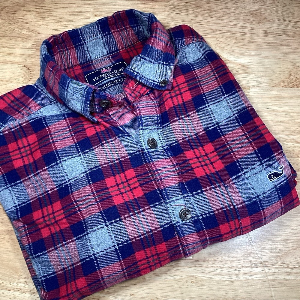 Men's Vineyard Vines Classic Fit Tucker Plaid Flannel Button Down Small
